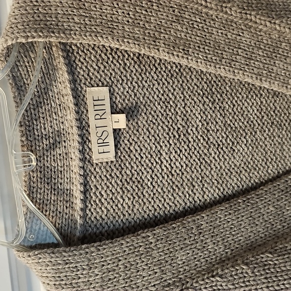 First Rite Wool Cardigan Fog Gray Large Andean Highland Wool